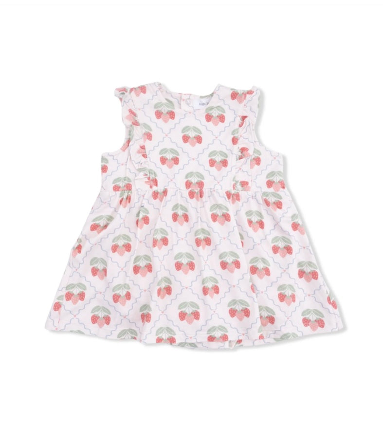 Sweet Strawberries Ruffle Bodysuit Dress