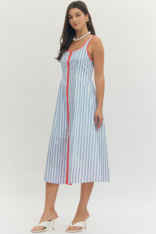 Striped Contrast Midi Dress