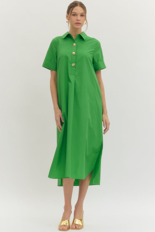 Entro Midi Dress with Snap Button Closure