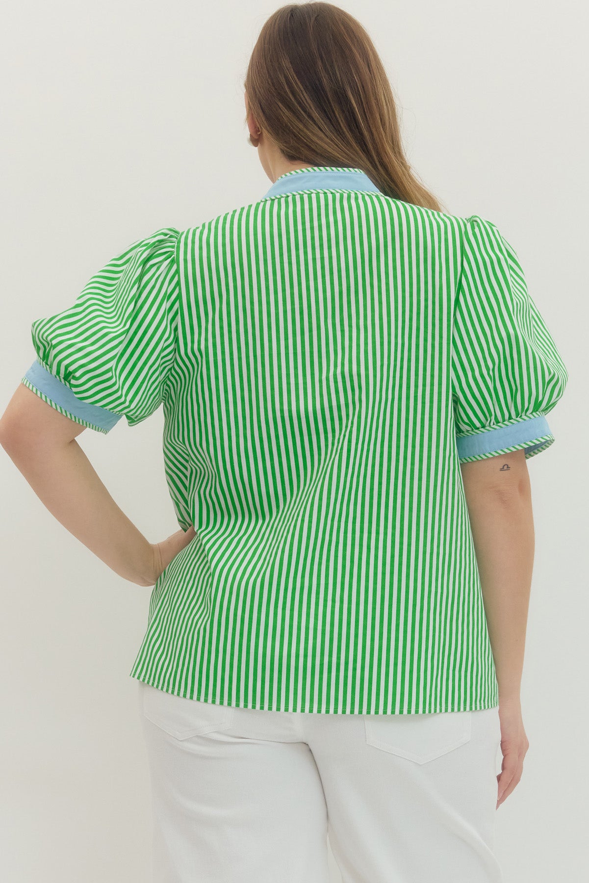 Stripe V-neck with Contrast Binding