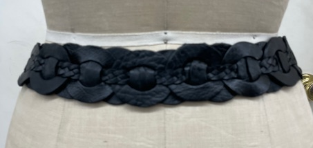 B145 Black Leather belt with small oval buckle