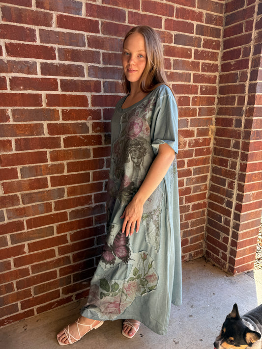Blue Butterfly T-Shirt Dress