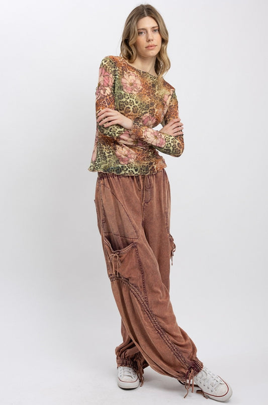 Leopard Mesh with Floral design