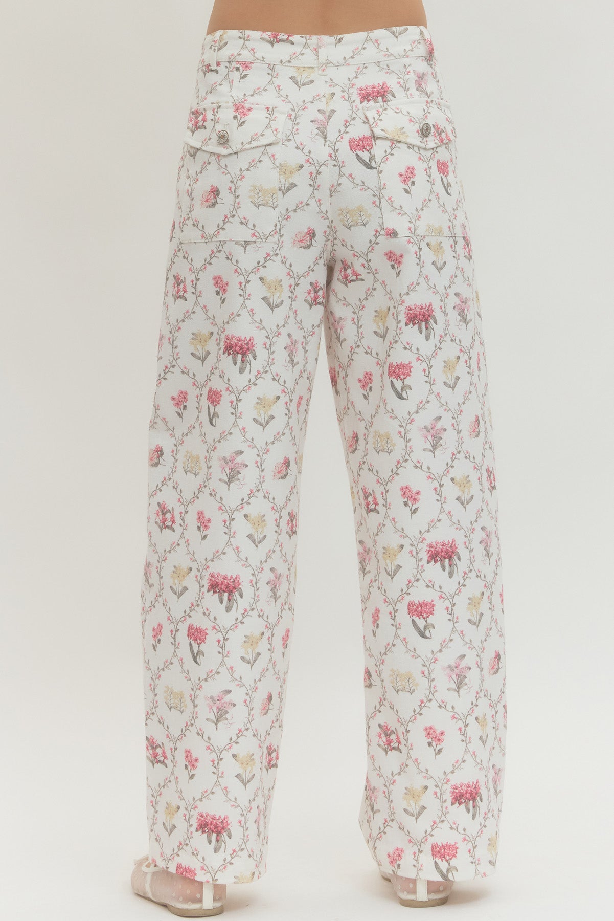 Cream Floral Pants