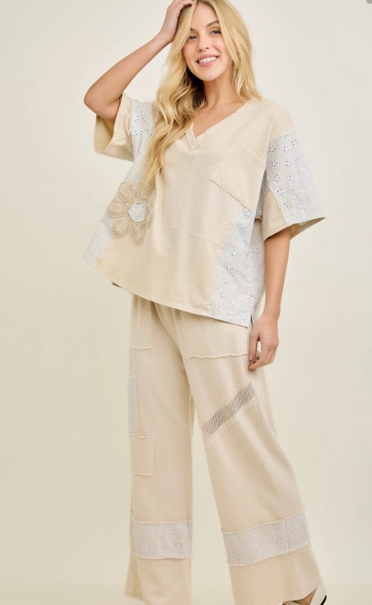 JHer Patchwork Pants-Natural