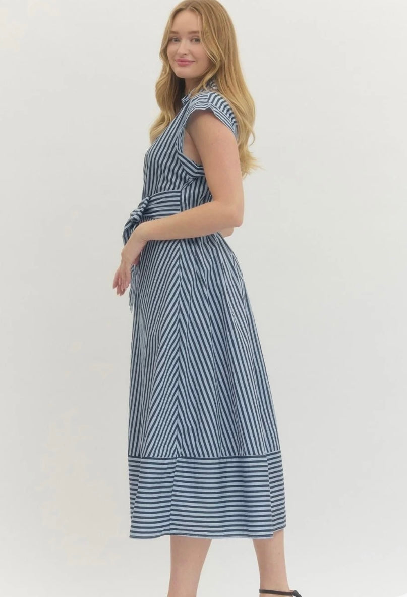 Cap Sleeve Striped Dress