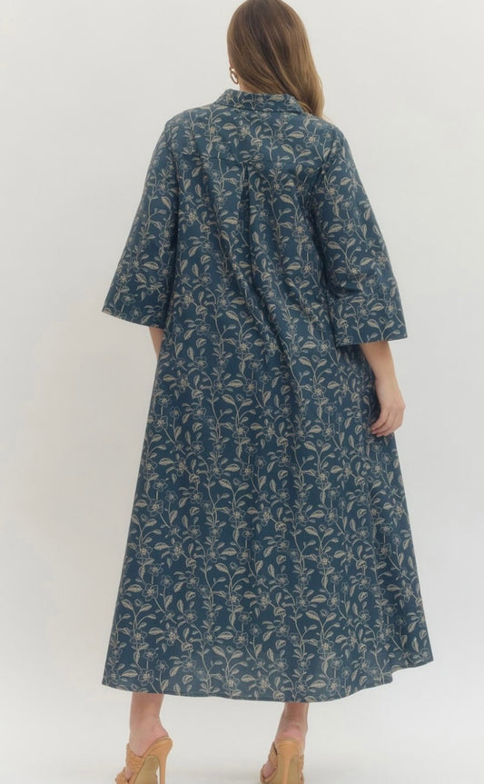 Entro Floral Midi with Contrast Detail in Front