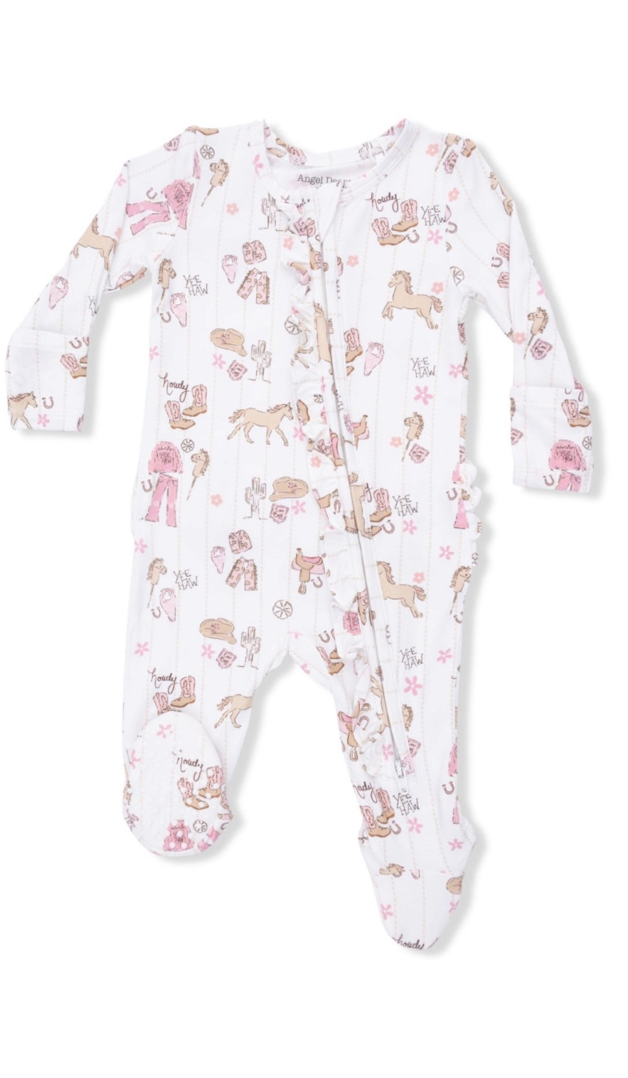 Cowgirl Nursery 2 Way Ruffle Front Zipper Footie