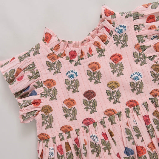 Girls Jennifer Dress-Multi Flower Drop