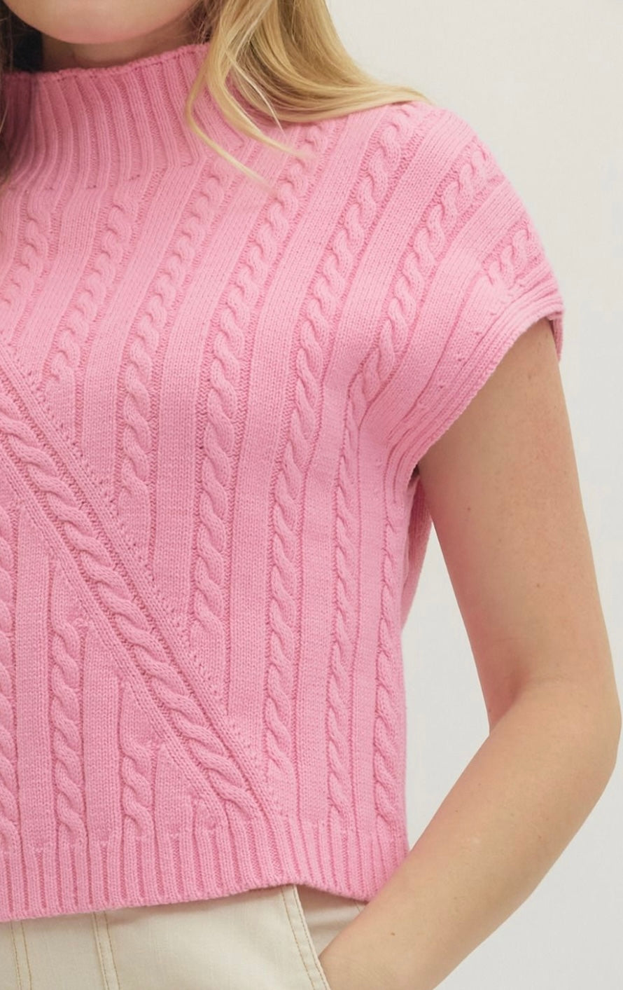 Cable Knit SS Sweater