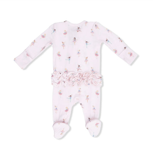 Petite Ballet 2 Way Ruffle Front Zipper Footie