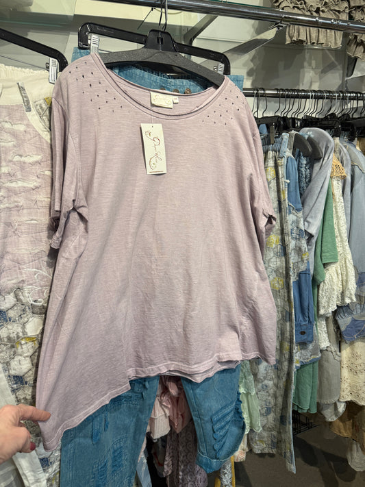 Solid Tee with Distressing