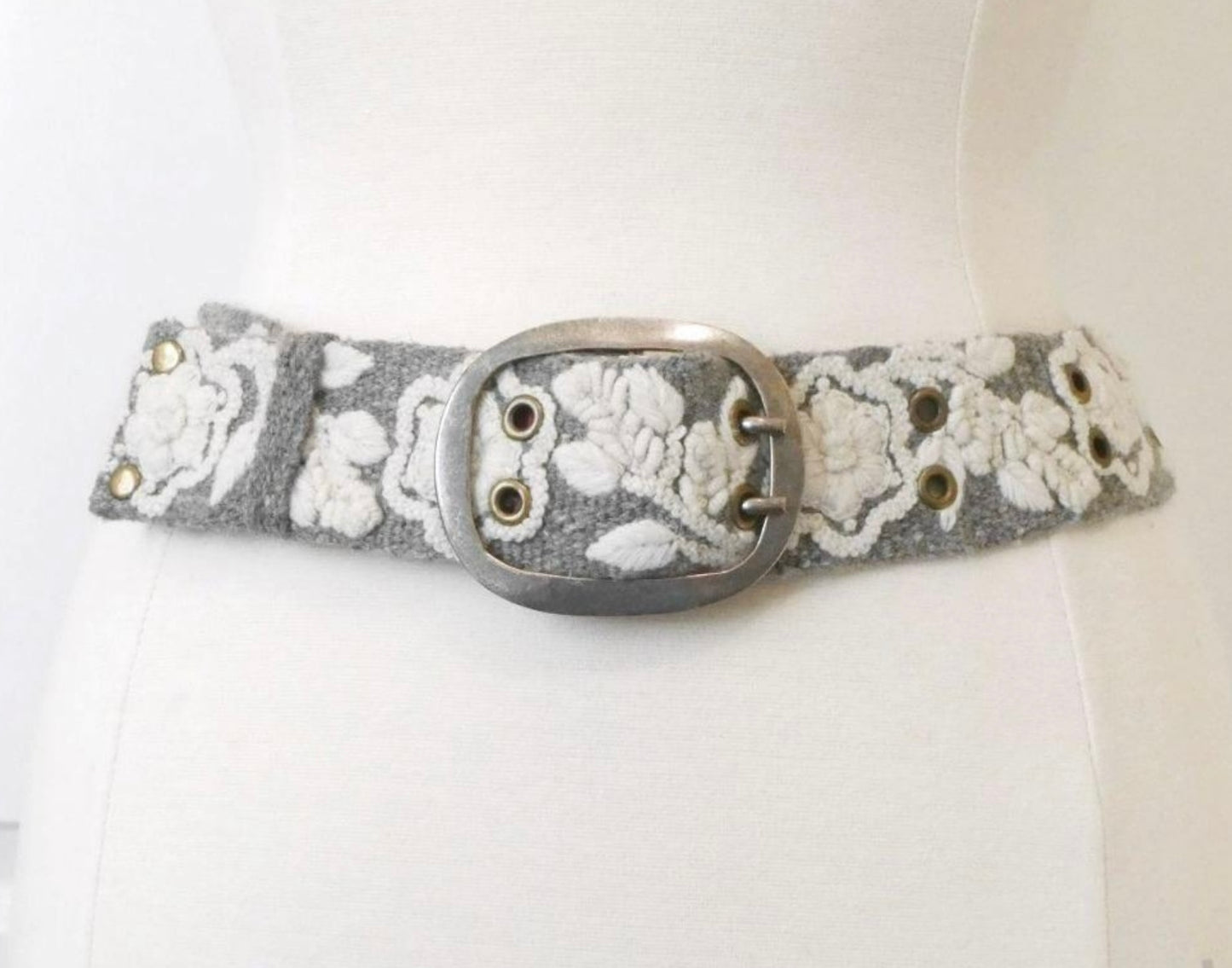 Two Tone Gray/Cream Jenny Krauss wool belt