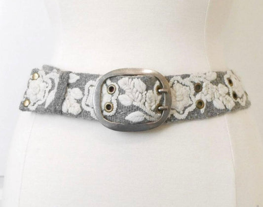 Two Tone Gray/Cream Jenny Krauss wool belt