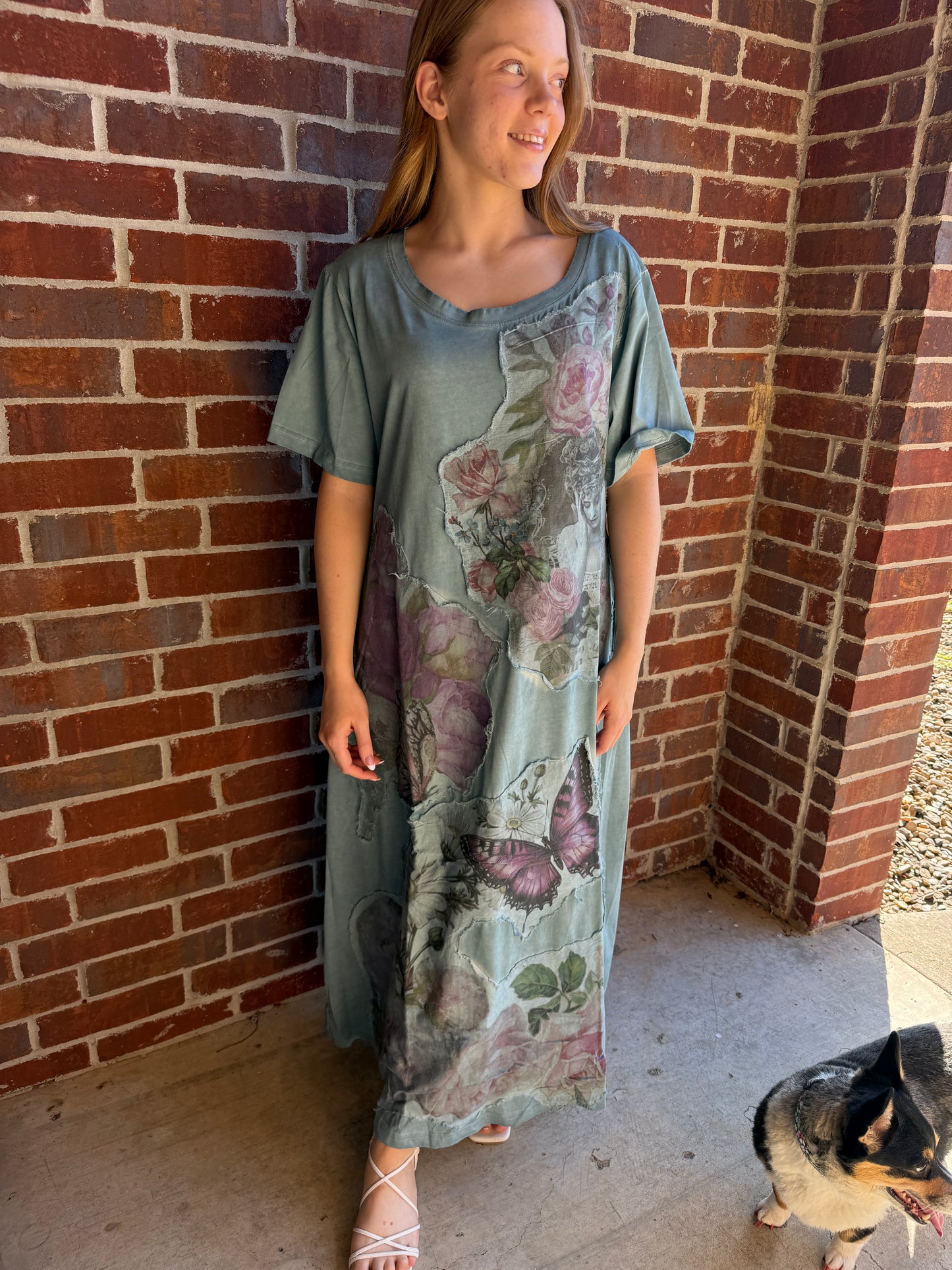 Blue Butterfly T-Shirt Dress