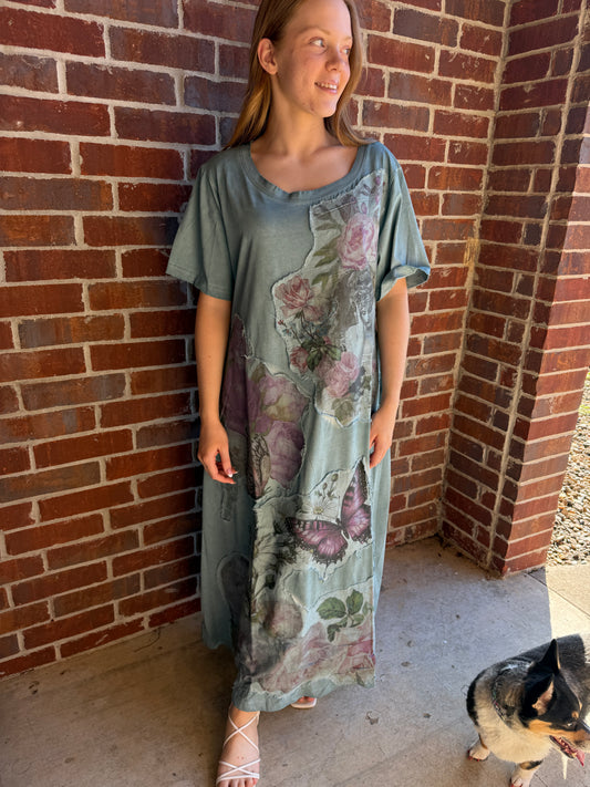 Blue Butterfly T-Shirt Dress