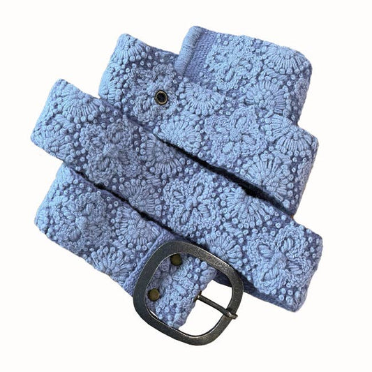 Azure Seas Embroidered Wool Belt