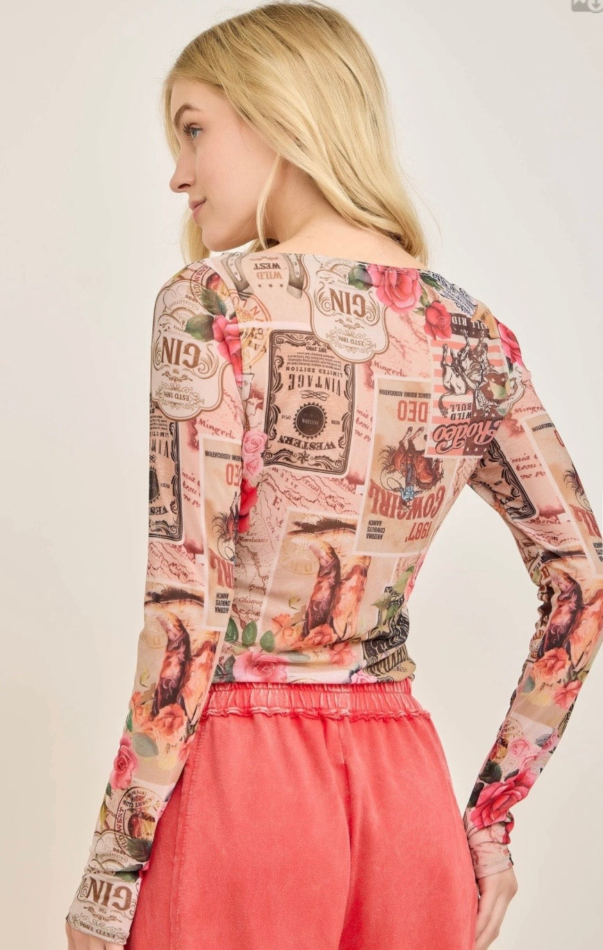 JHer Collage Mesh Top
