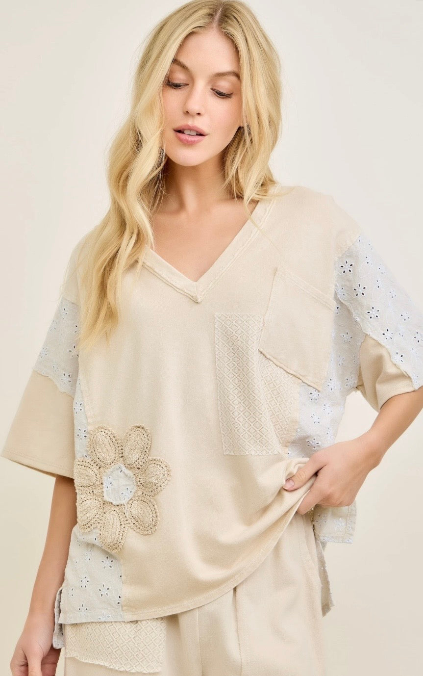 JHer Patchwork Top-Natural