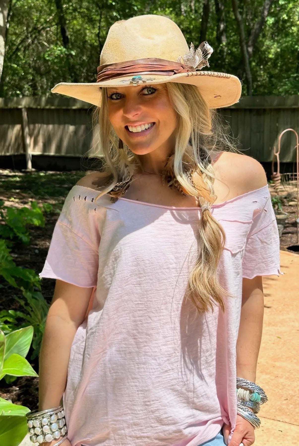 Light Pink Ripped Tattered Shirt