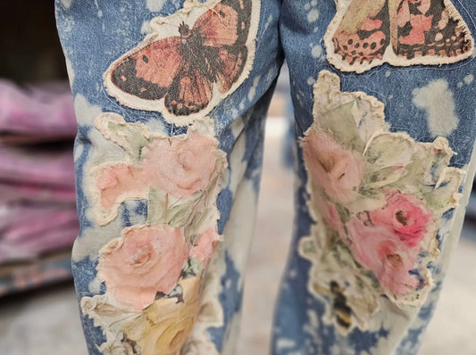 Vintage Butterfly Rose Overalls