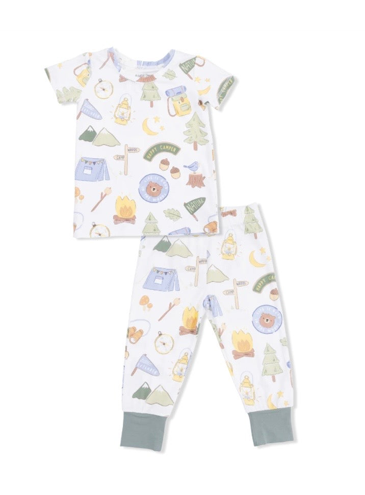 Angel Dear Short Sleeve Loungewear Set-Camping Blue