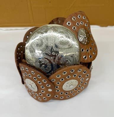 Leather belt disc shape B100 Tan (natural)