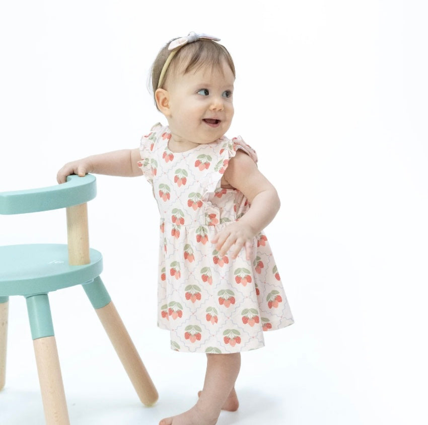 Sweet Strawberries Ruffle Bodysuit Dress