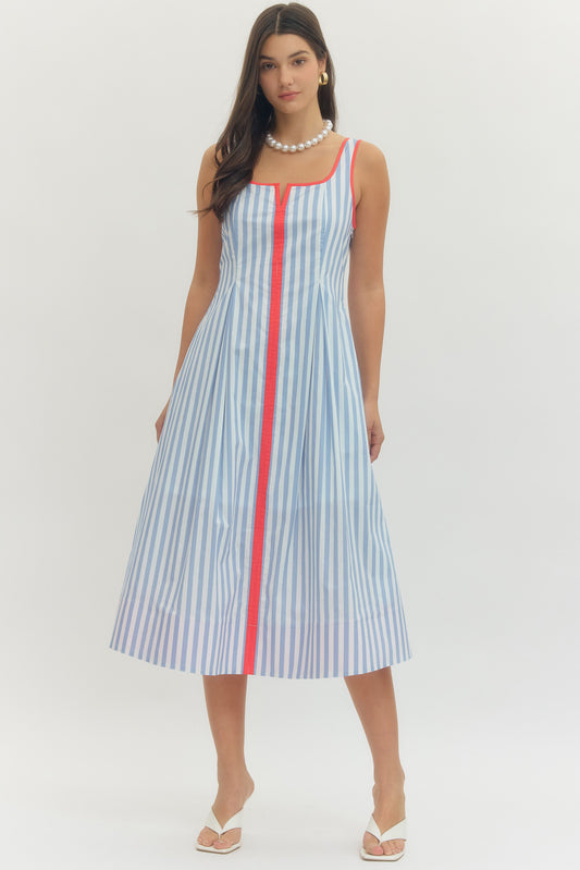 Striped Contrast Midi Dress