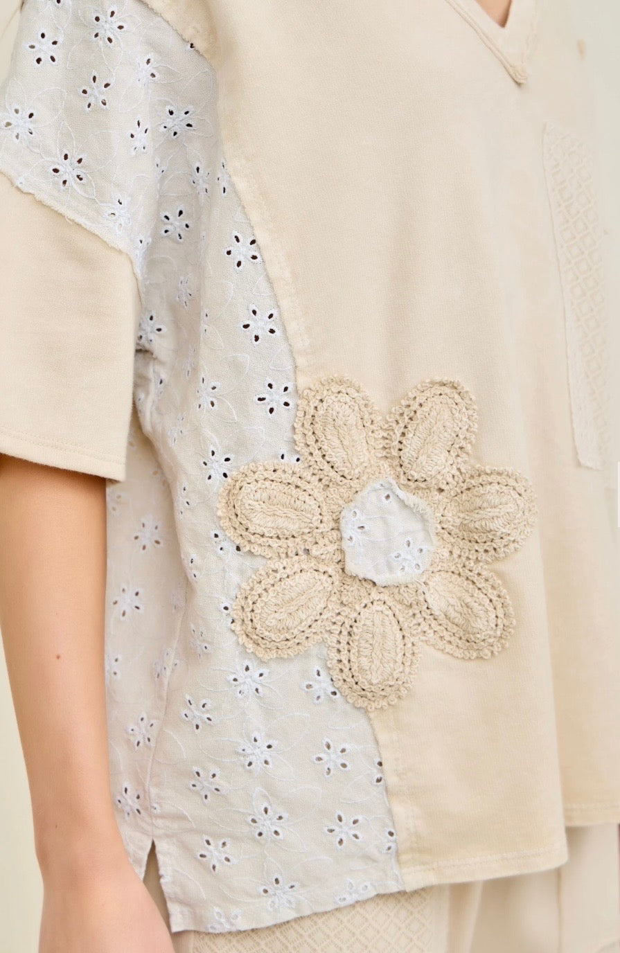JHer Patchwork Top-Natural