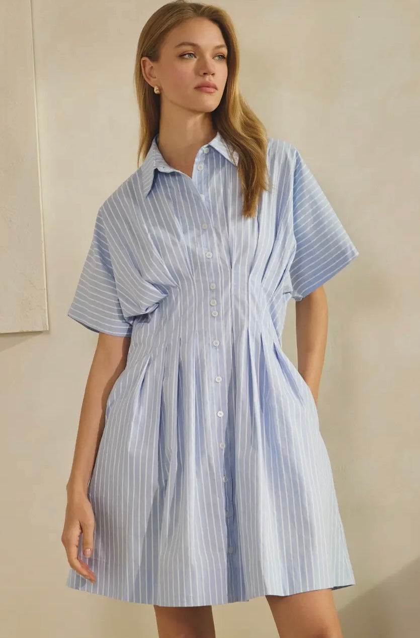 Striped Short-Sleeve Dress
