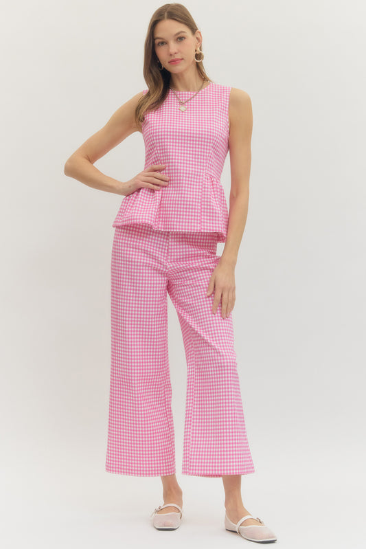 Gingham Straight Leg Pants