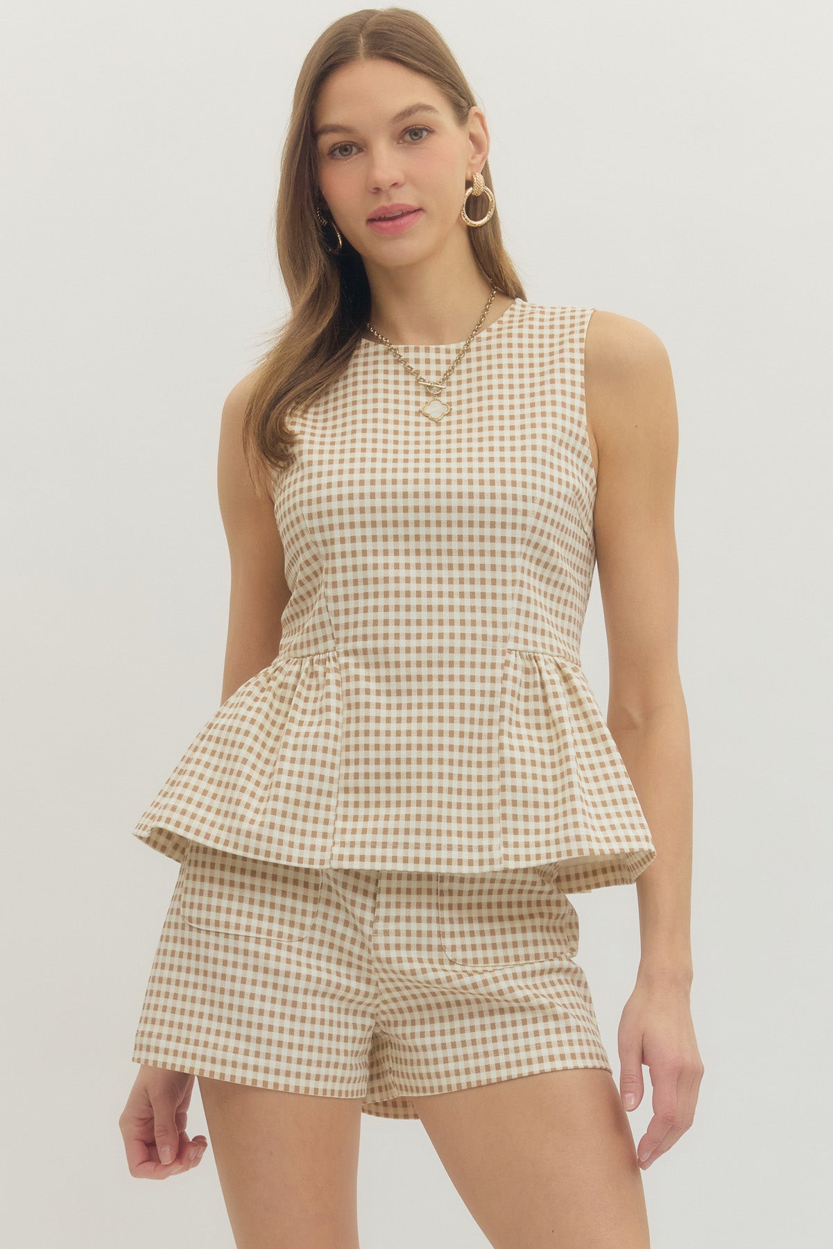 Gingham Peplum Top