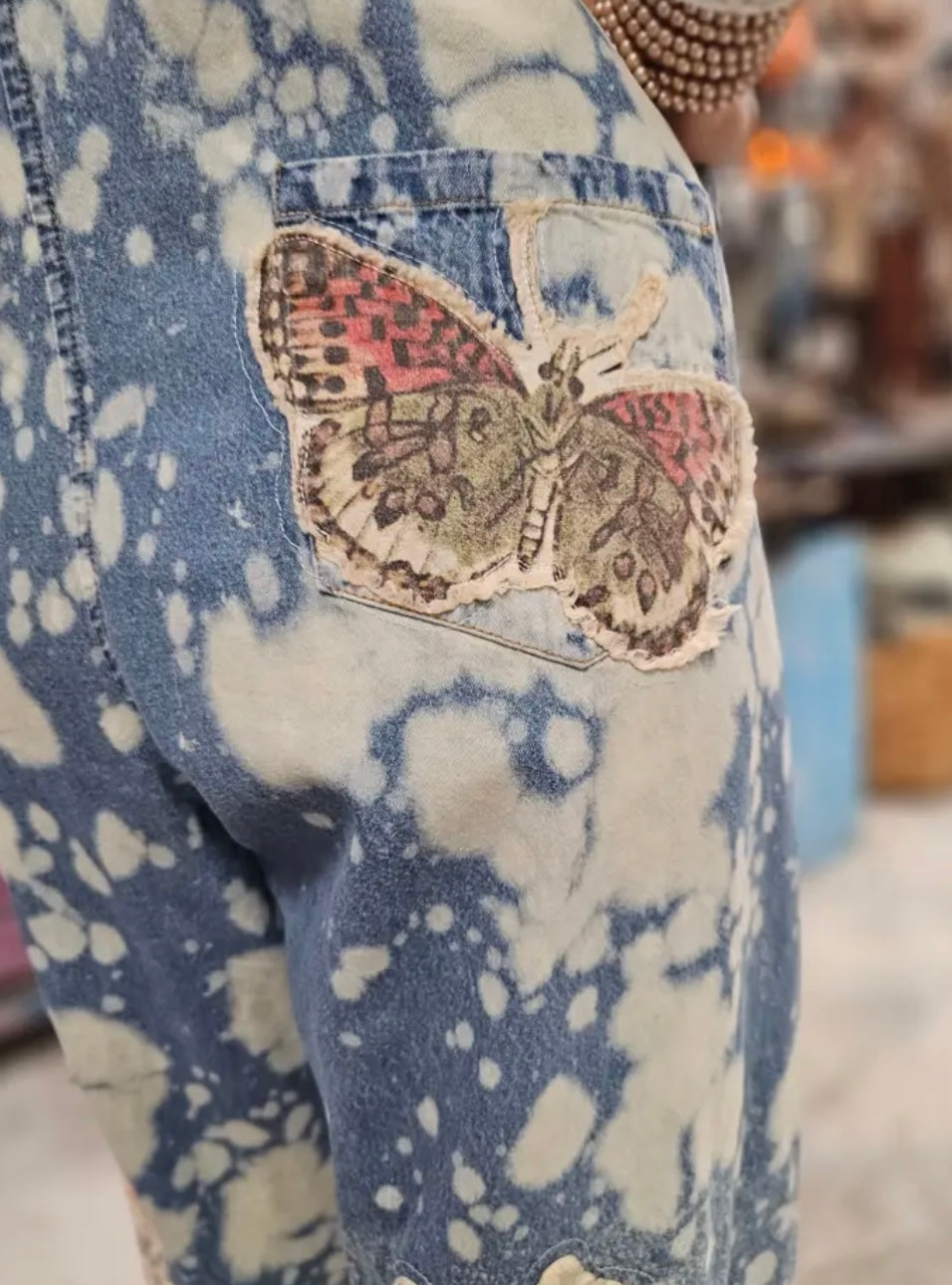 Vintage Butterfly Rose Overalls
