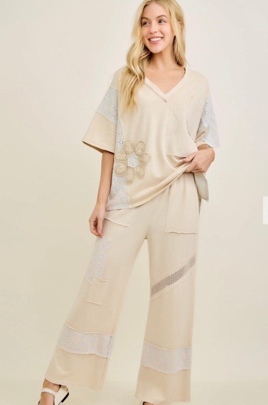 JHer Patchwork Pants-Natural
