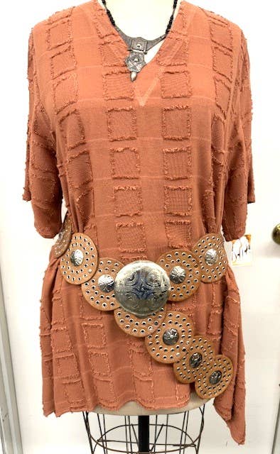 Leather belt disc shape B100 Tan (natural)