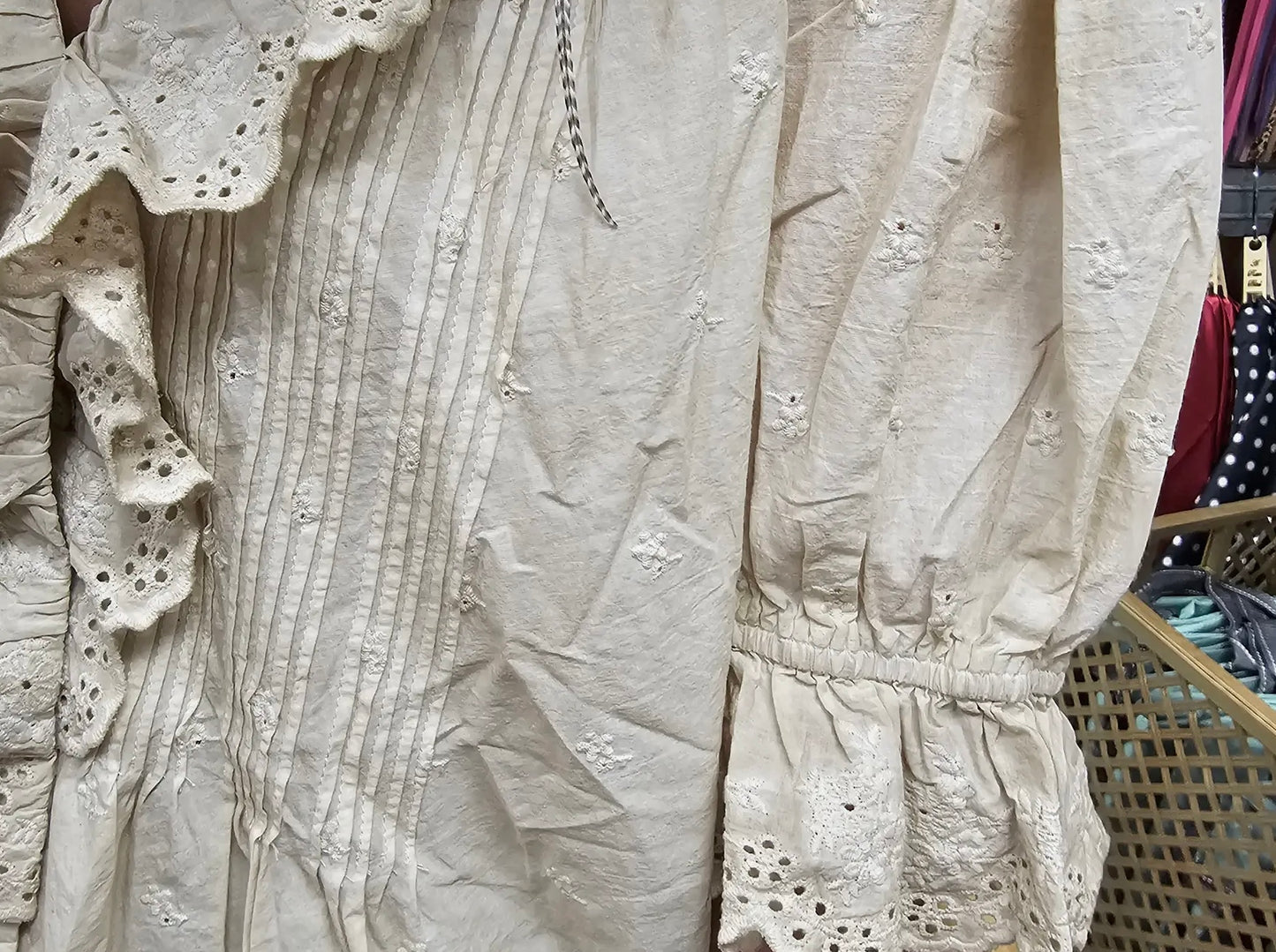 Eyelet Linen Cream Top