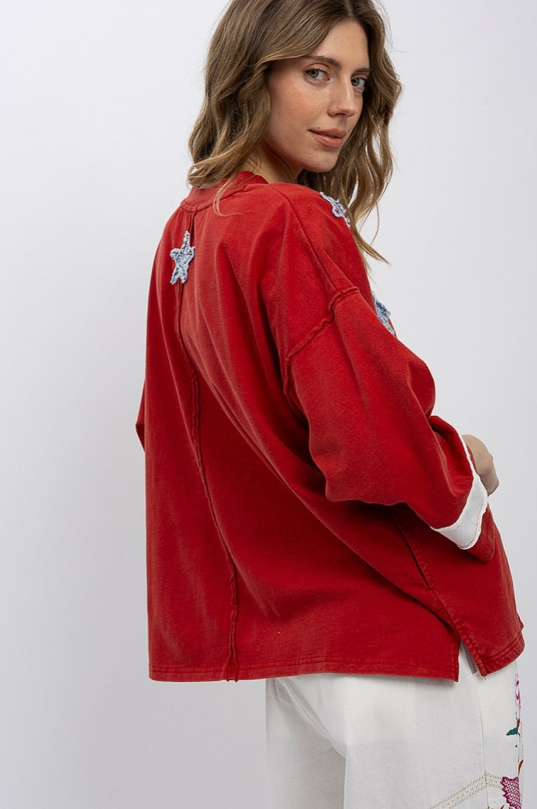 Round Neck Star Patch Shirt