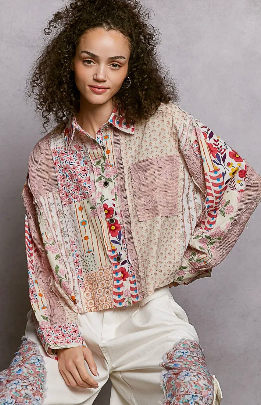 Natural/Pink Multi Top
