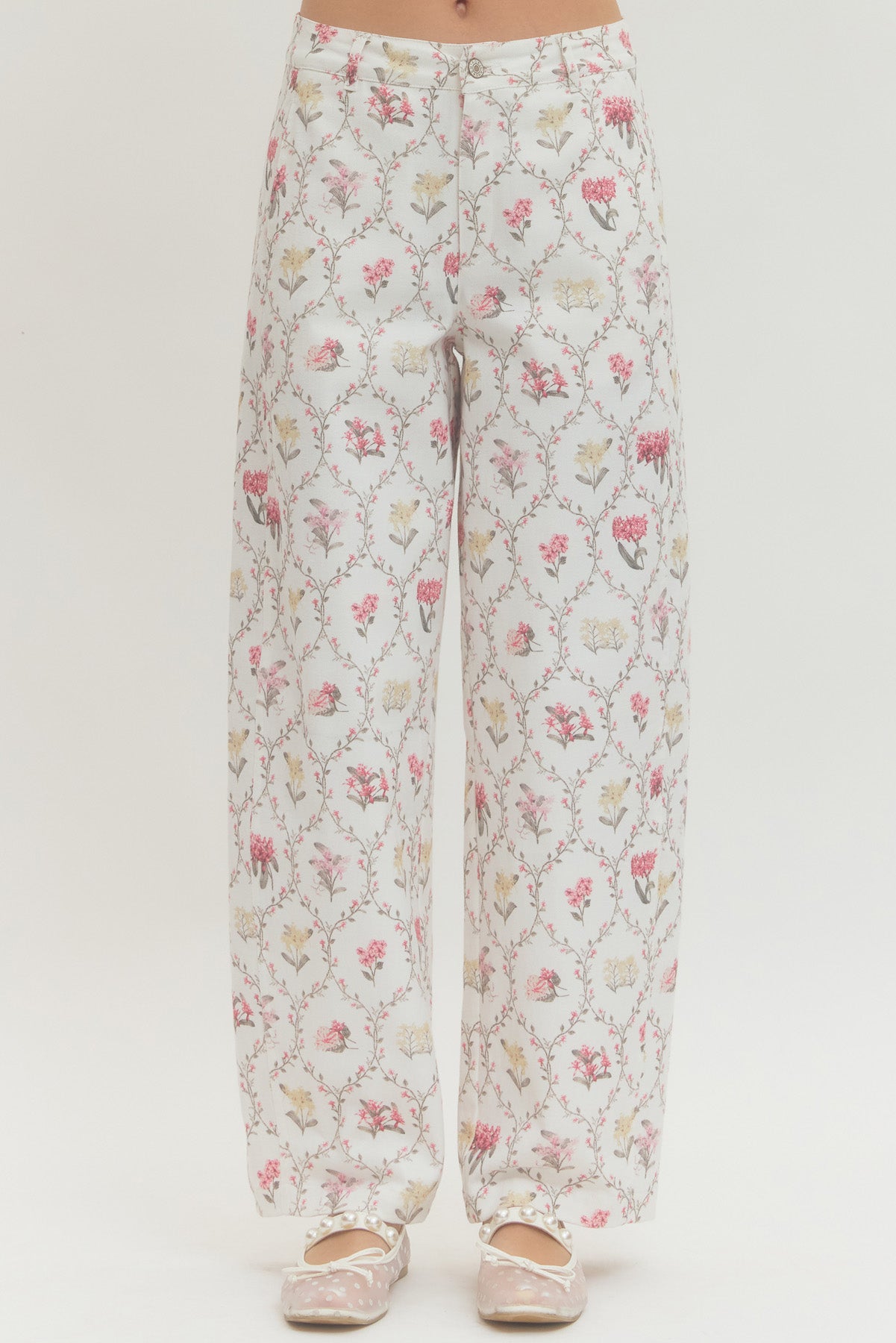 Cream Floral Pants