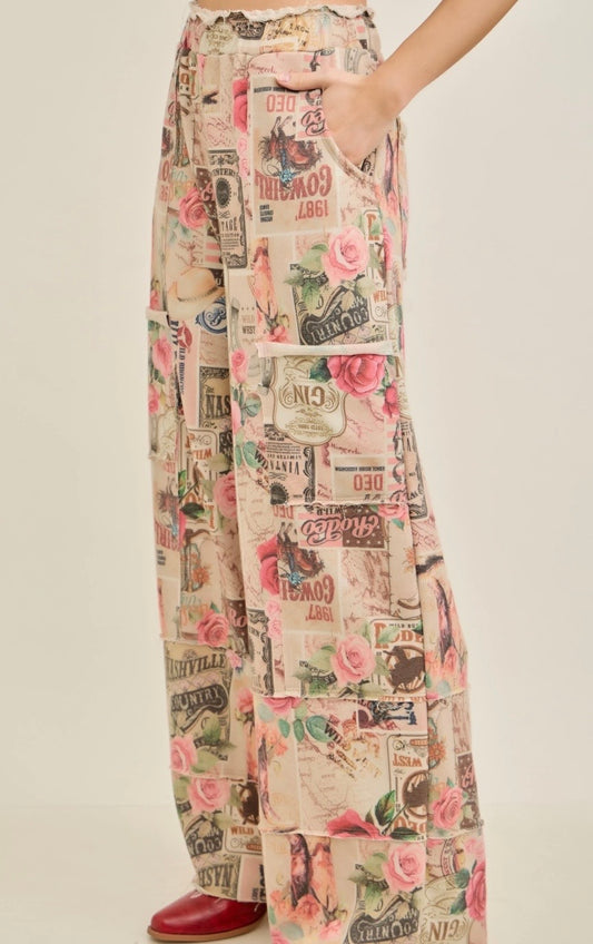 Printed Terry Lounge Pants