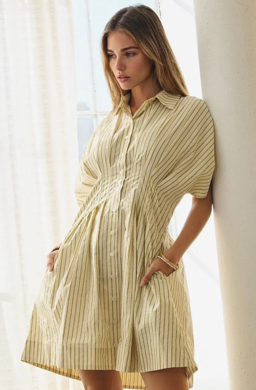 Striped Short-Sleeve Dress