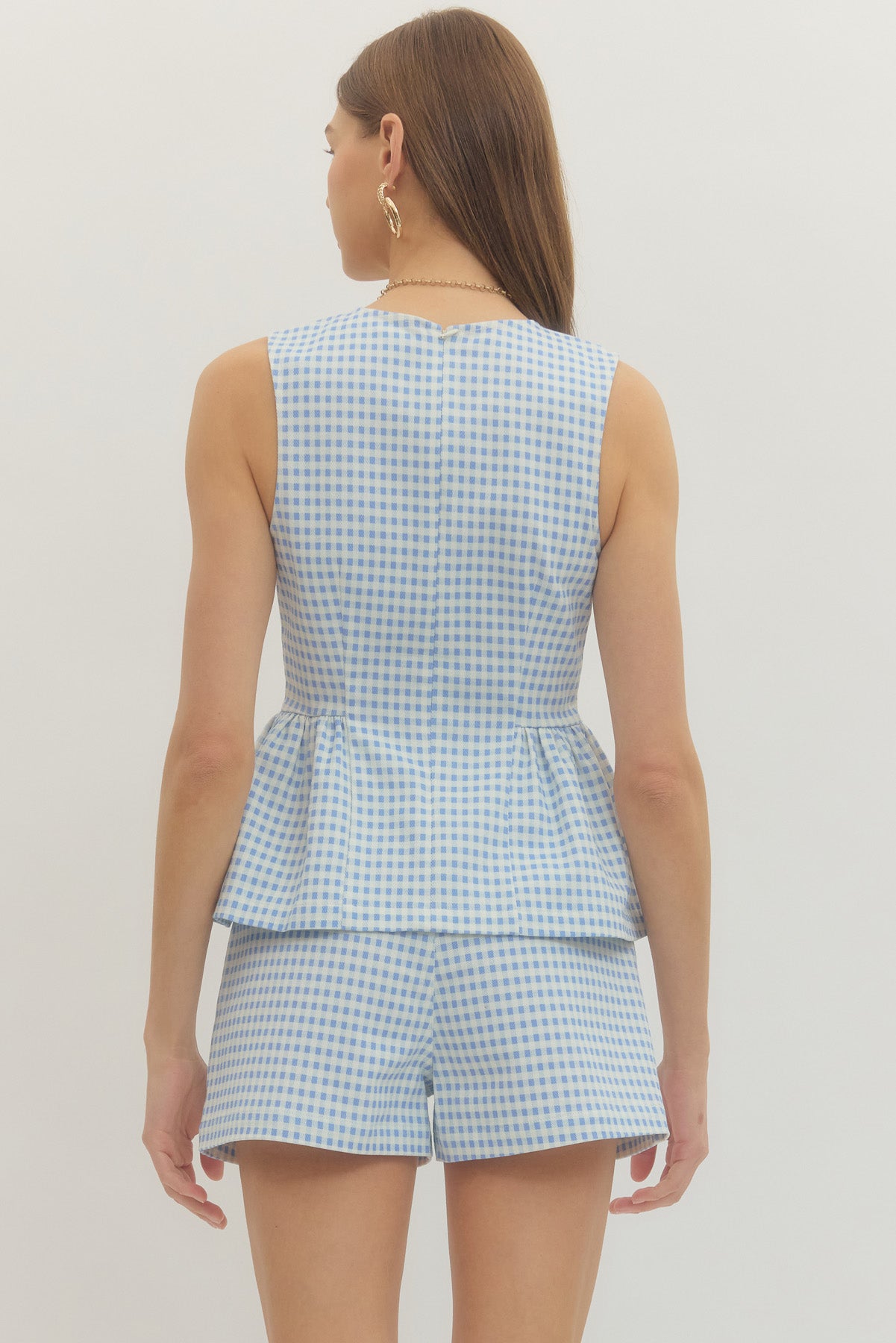Gingham Peplum Top