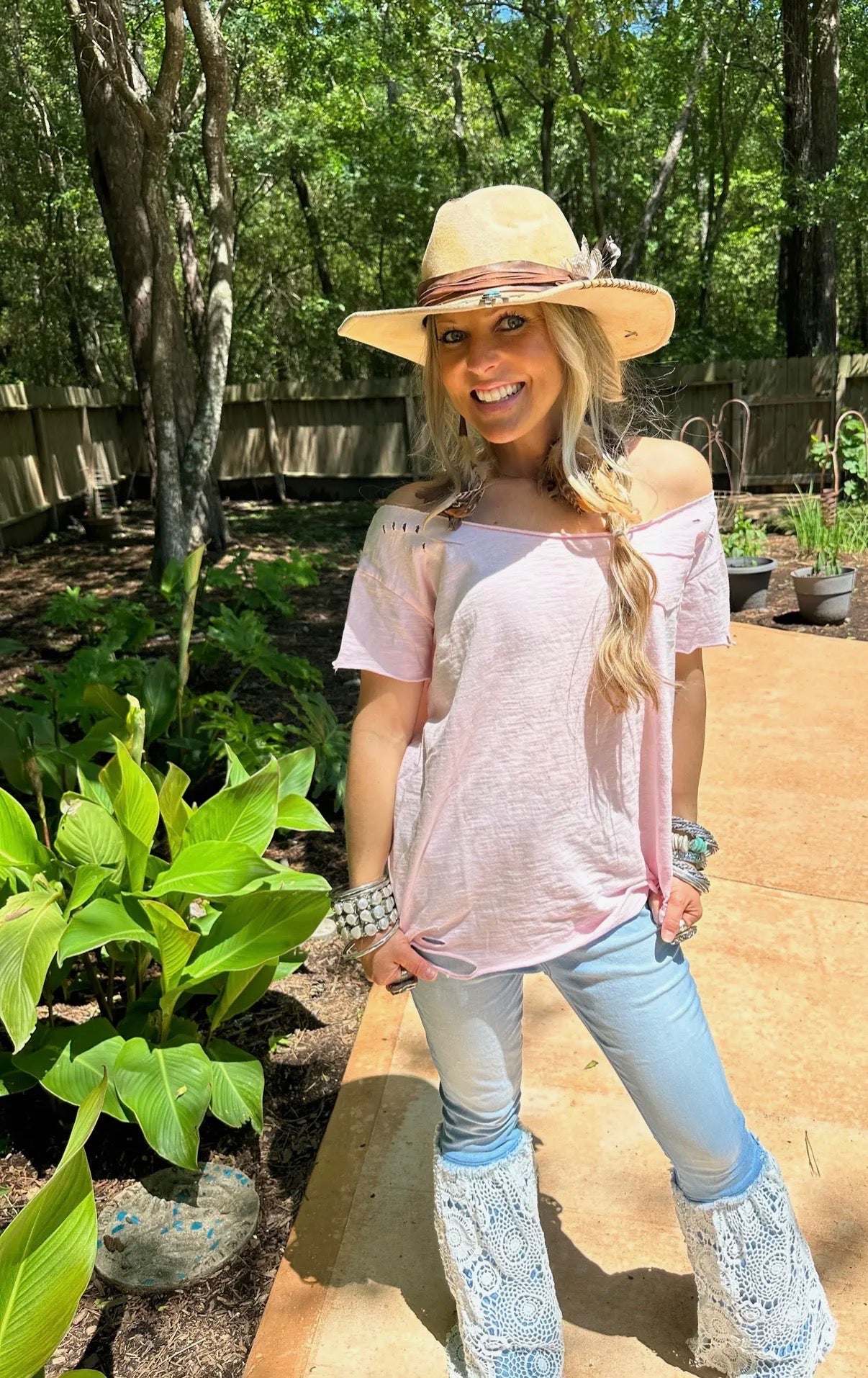 Light Pink Ripped Tattered Shirt