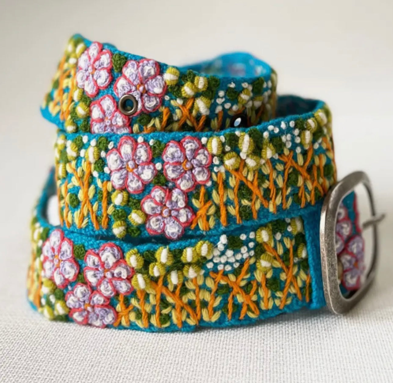 Windswept Embroidered Wool Belt