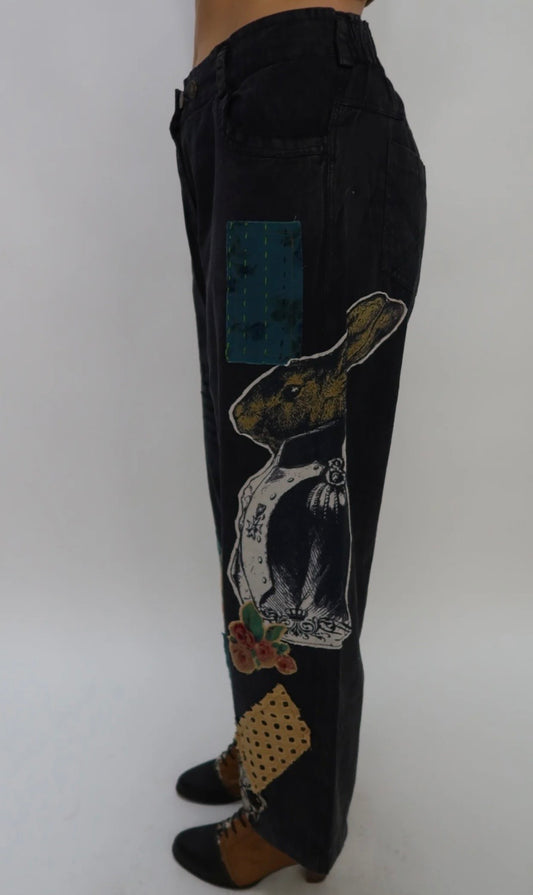 Black Boho Rabbit Pants