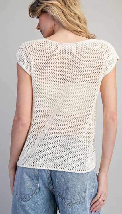 Stars & Stripes Knit Cap Sleeve Top