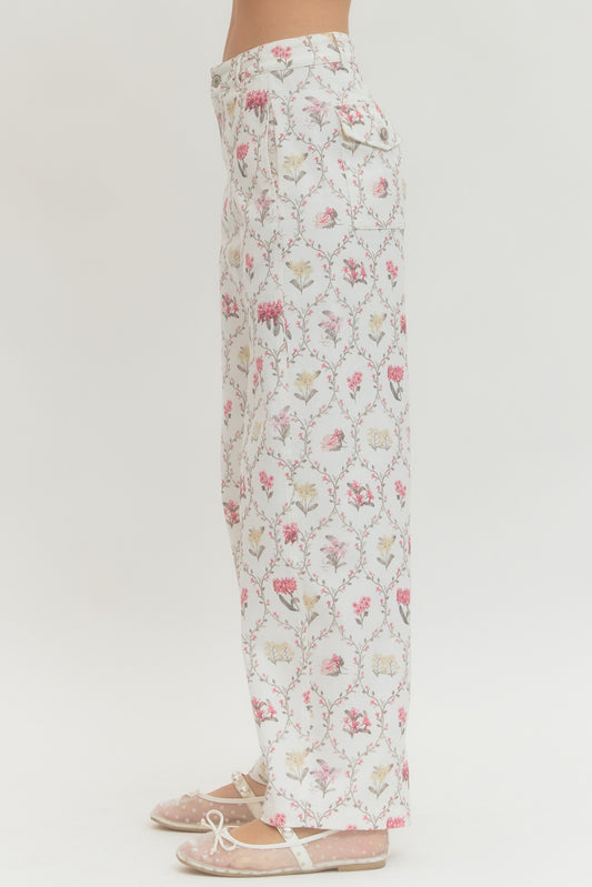 Cream Floral Pants
