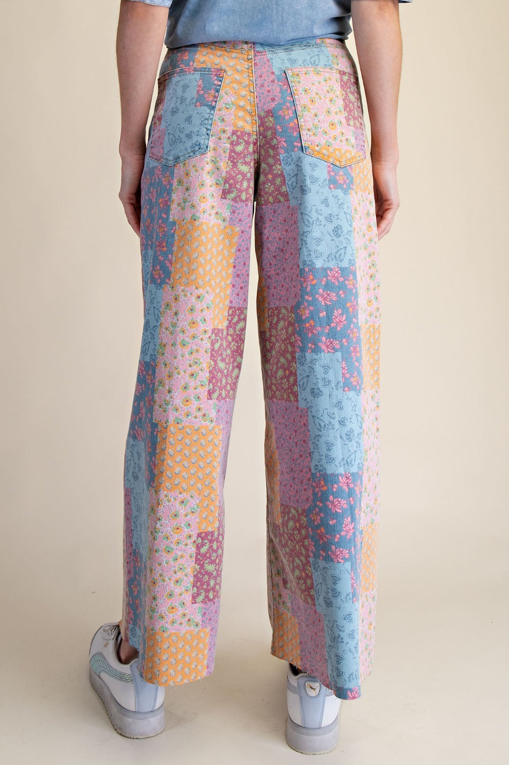 Patchwork Print Twill Pants