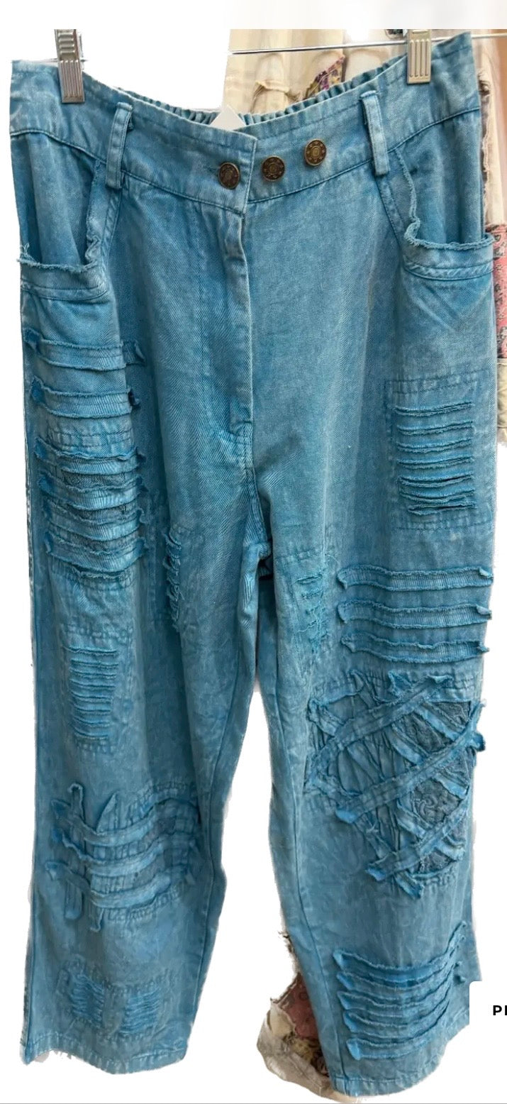 Distressed Patchwork Pants